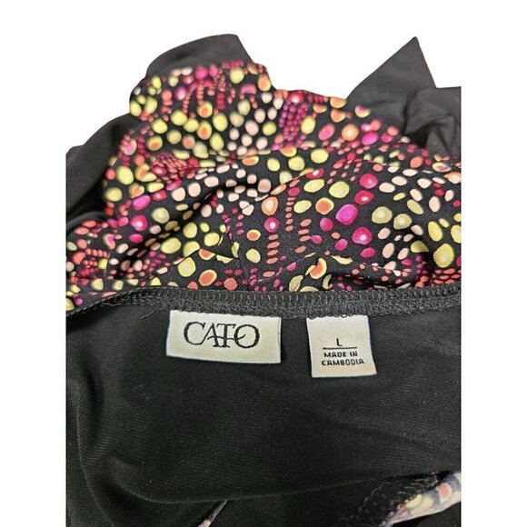 Cato Black Polka Dot Lightweight Summer Dress. Fit and Flare. Size L - Picture 4 of 5